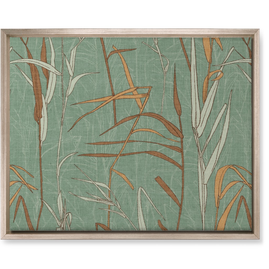 Late Summer Grasses Wall Art, Metallic, Single piece, Canvas, 16x20, Green, Classic Green