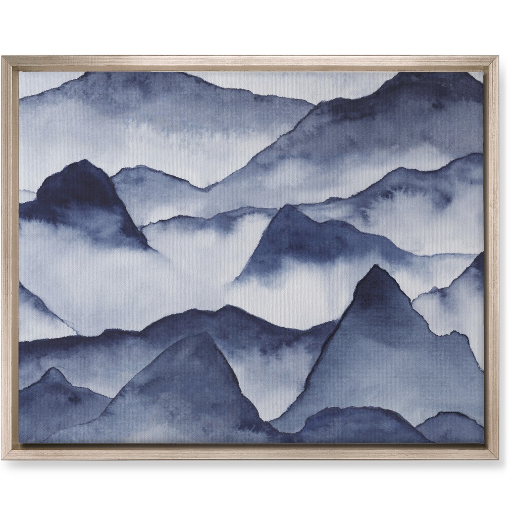 Watercolor Mountains - Blue Wall Art, Metallic, Single piece, Canvas, 16x20, Blue