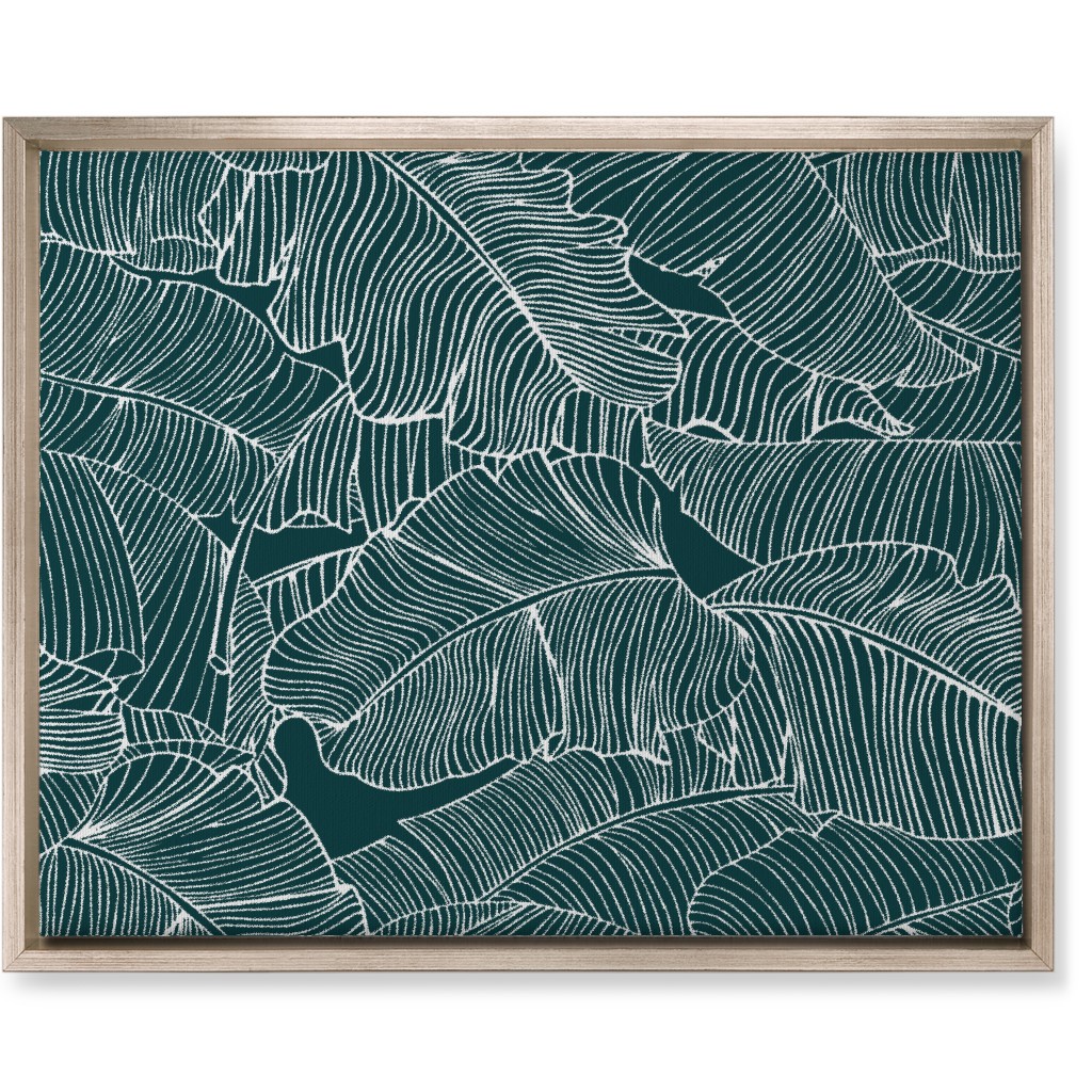 Banana Leaf - Teal Wall Art, Metallic, Single piece, Canvas, 16x20, Green