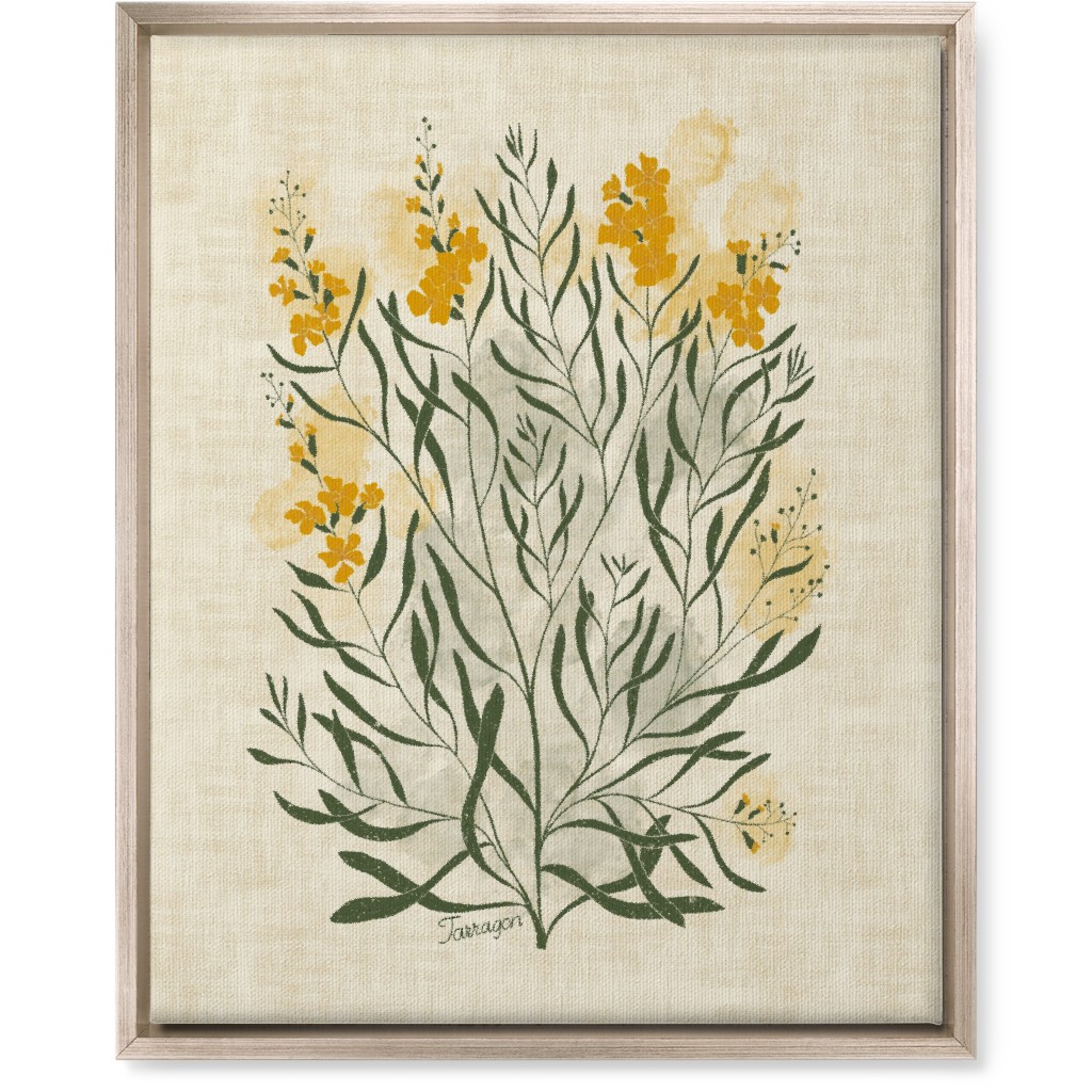Tarragon - Botanical Illustration Wall Art, Metallic, Single piece, Canvas, 16x20, Beige