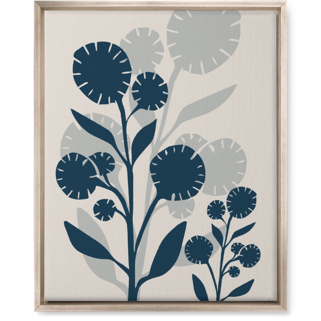 Abstract Flower Wall Art, Metallic, Single piece, Canvas, 16x20, Blue