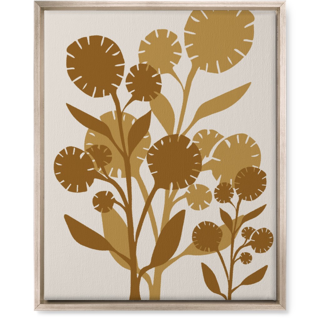 Abstract Flower Wall Art, Metallic, Single piece, Canvas, 16x20, Brown