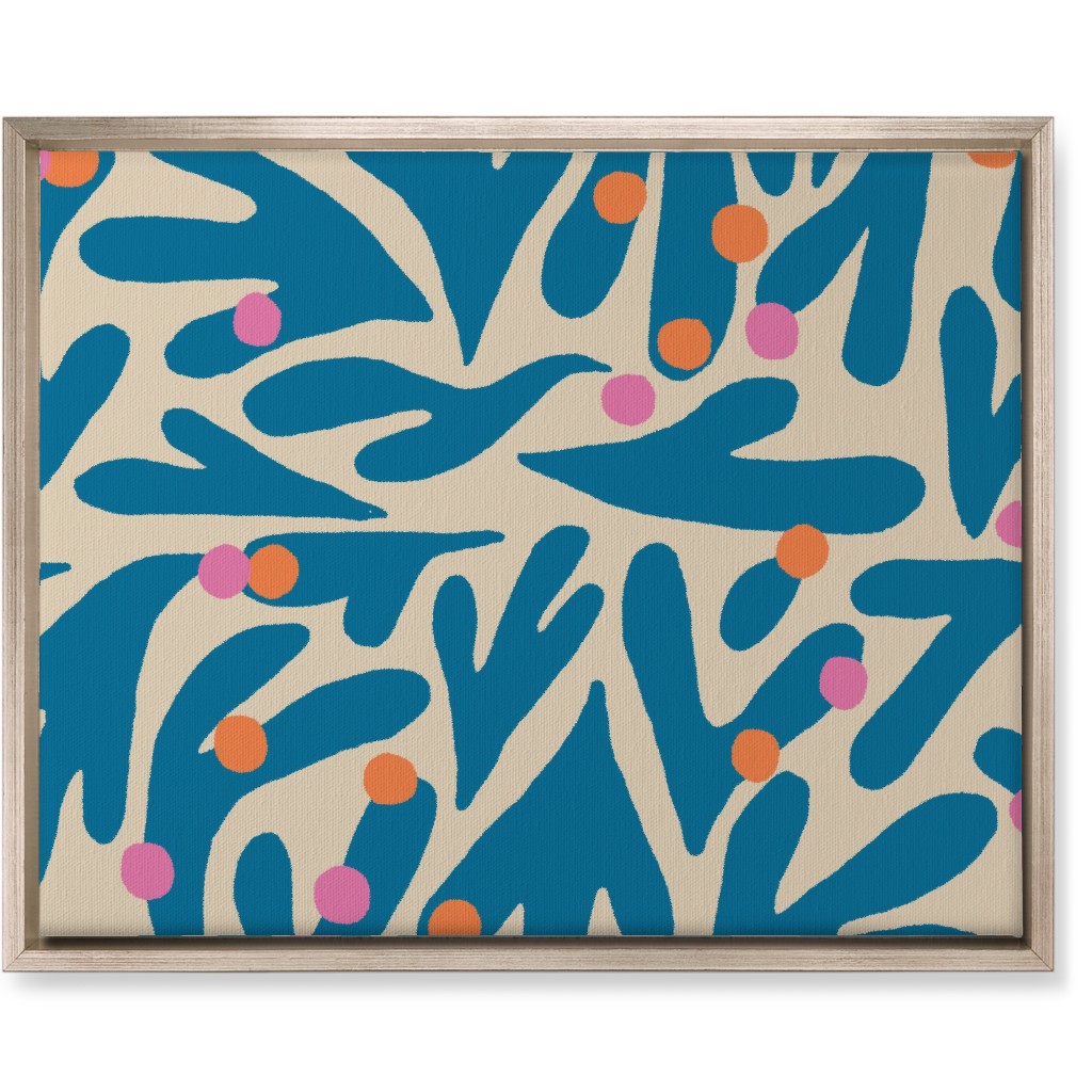 Funky Floral - Blue and White Wall Art, Metallic, Single piece, Canvas, 16x20, Blue