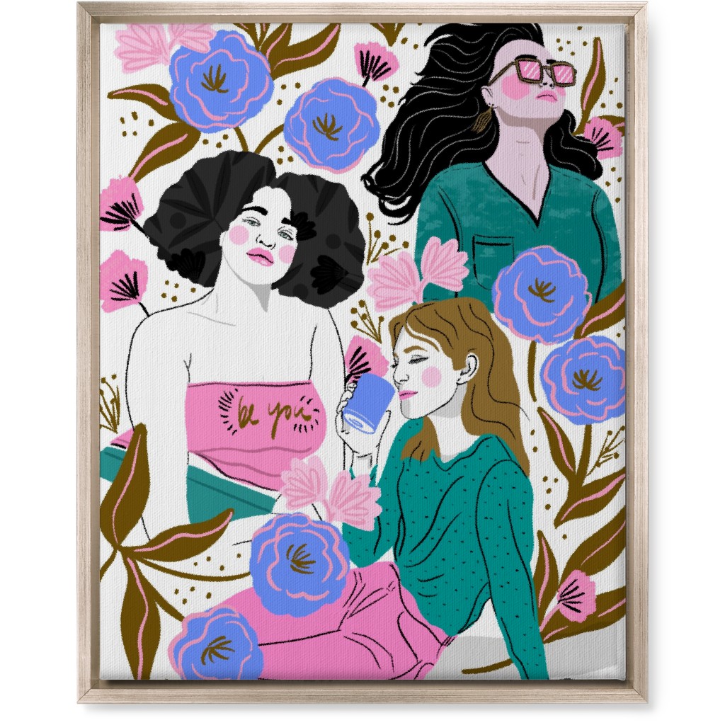Be You - Portraits With Florals - Multi Wall Art, Metallic, Single piece, Canvas, 16x20, Multicolor