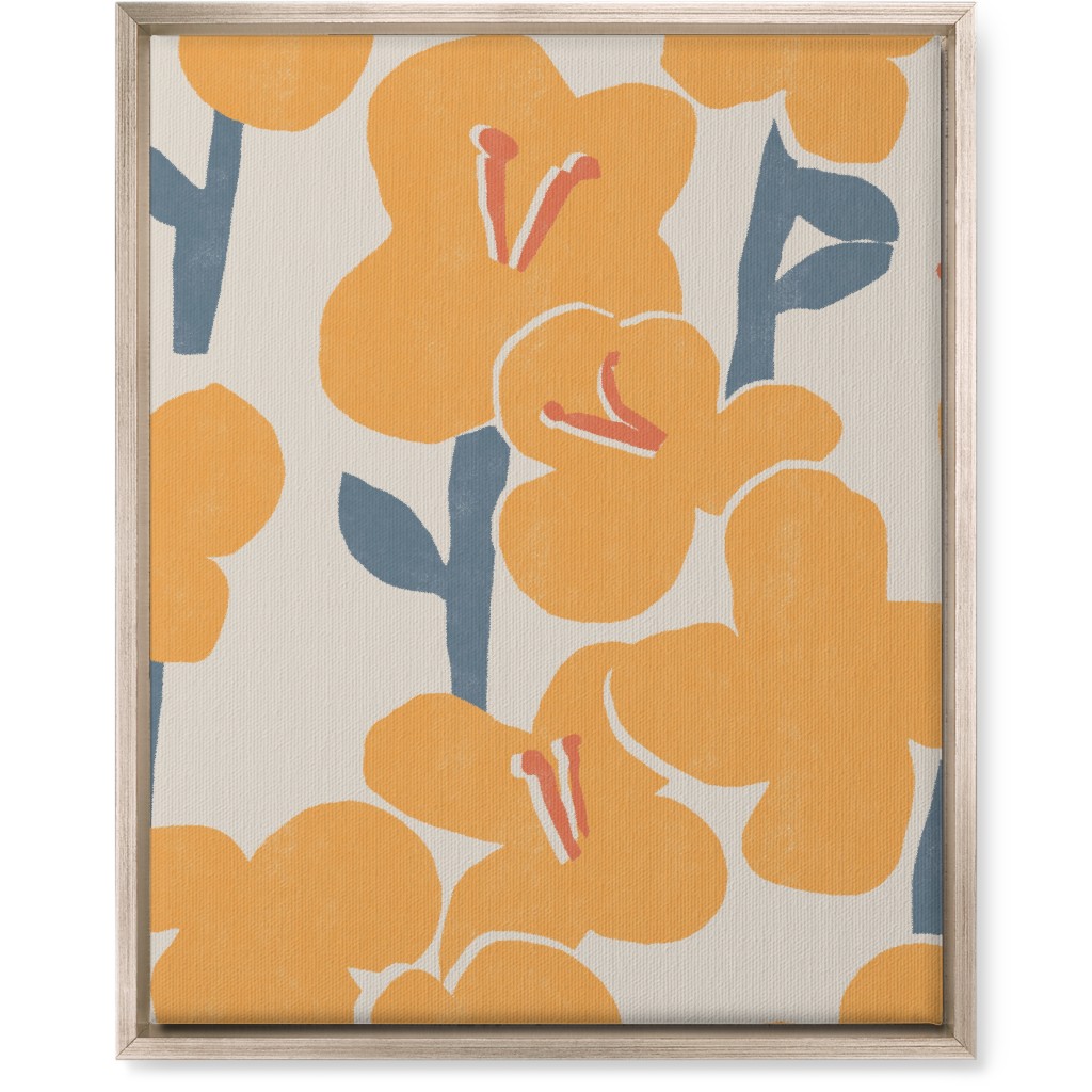 Field of Mod Flowers - Yellow Wall Art, Metallic, Single piece, Canvas, 16x20, Yellow