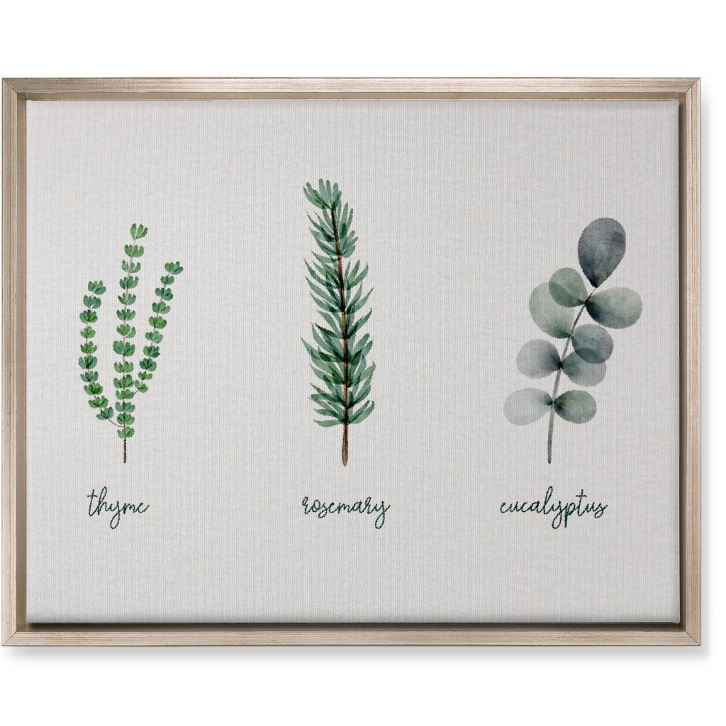 Watercolor Botanicals - Green Wall Art, Metallic, Single piece, Canvas, 16x20, Green