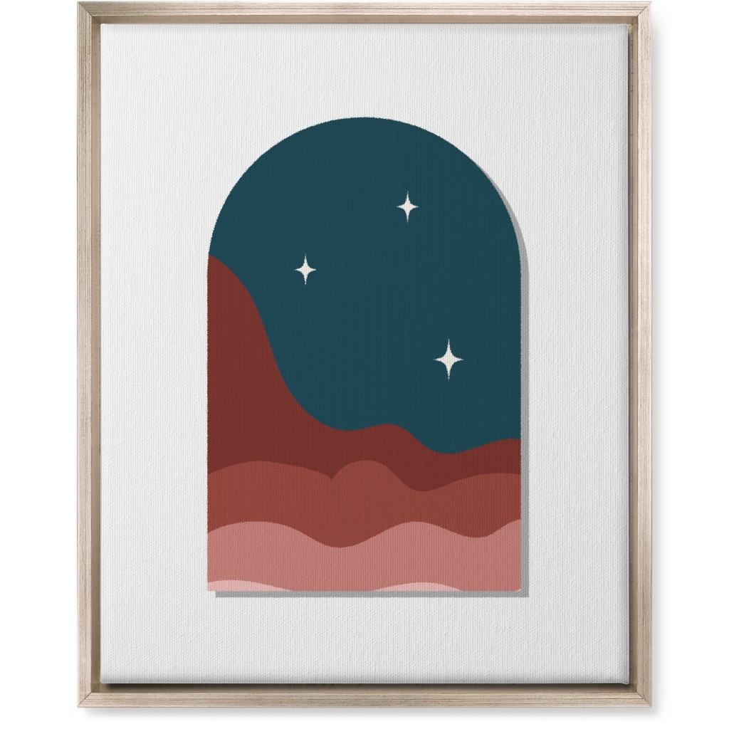 Abstract Landscapes in Windows Night Wall Art, Metallic, Single piece, Canvas, 16x20, Multicolor, Slate Blue