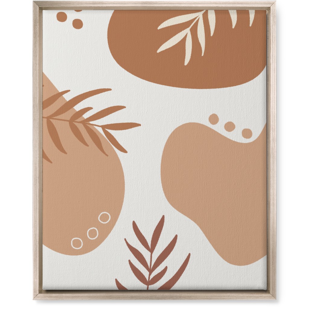 Abstract Shapes and Fern Leaves - Neutral Wall Art, Metallic, Single piece, Canvas, 16x20, Orange