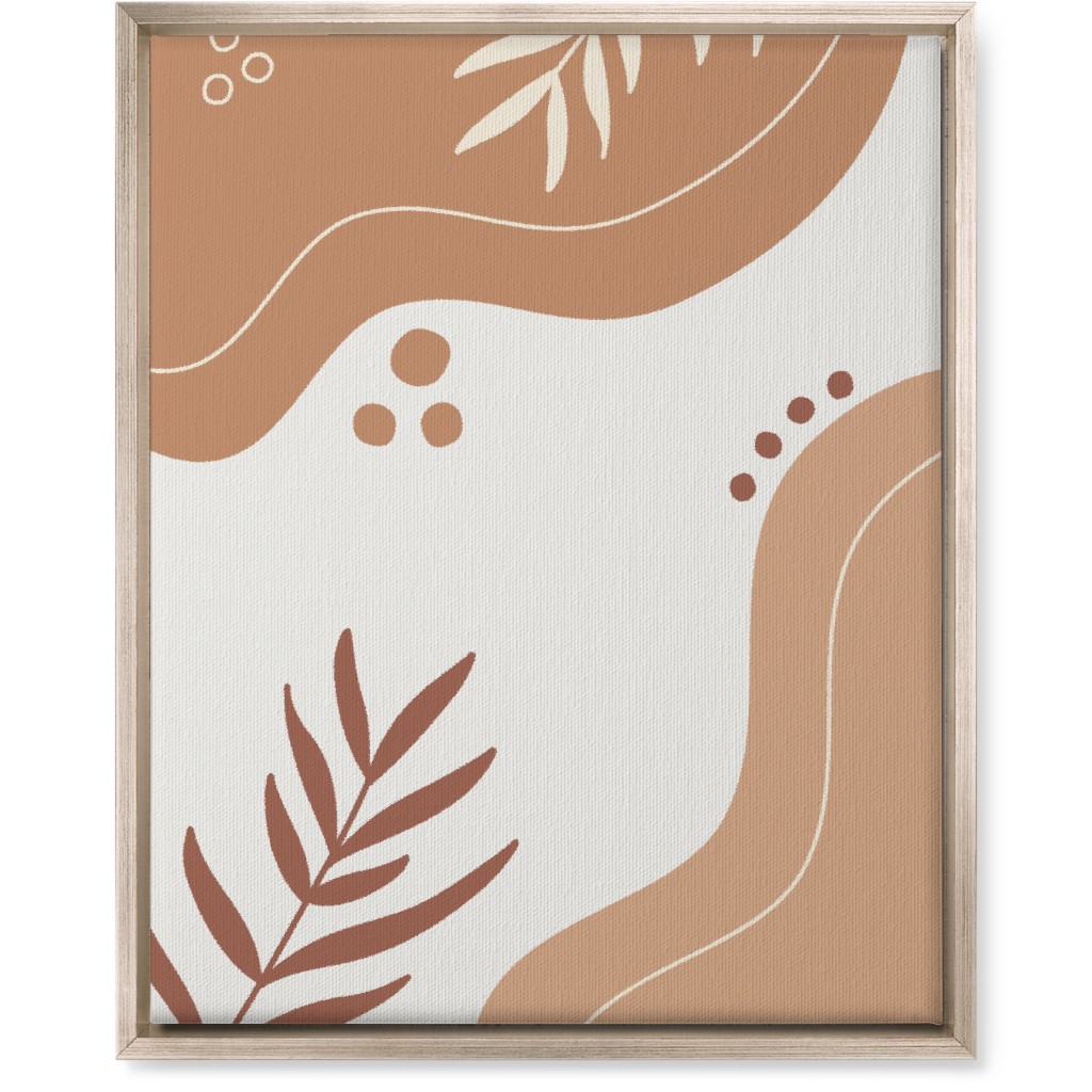 Fern Leaves and Abstract Shapes - Neutral Wall Art, Metallic, Single piece, Canvas, 16x20, Orange