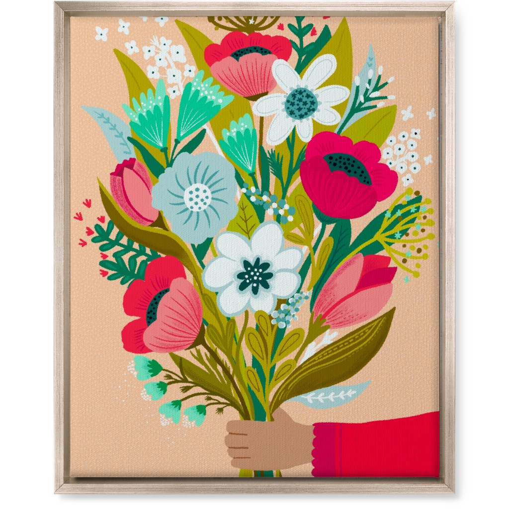 Happy Day Bunch - Multi on Pink Wall Art, Metallic, Single piece, Canvas, 16x20, Multicolor
