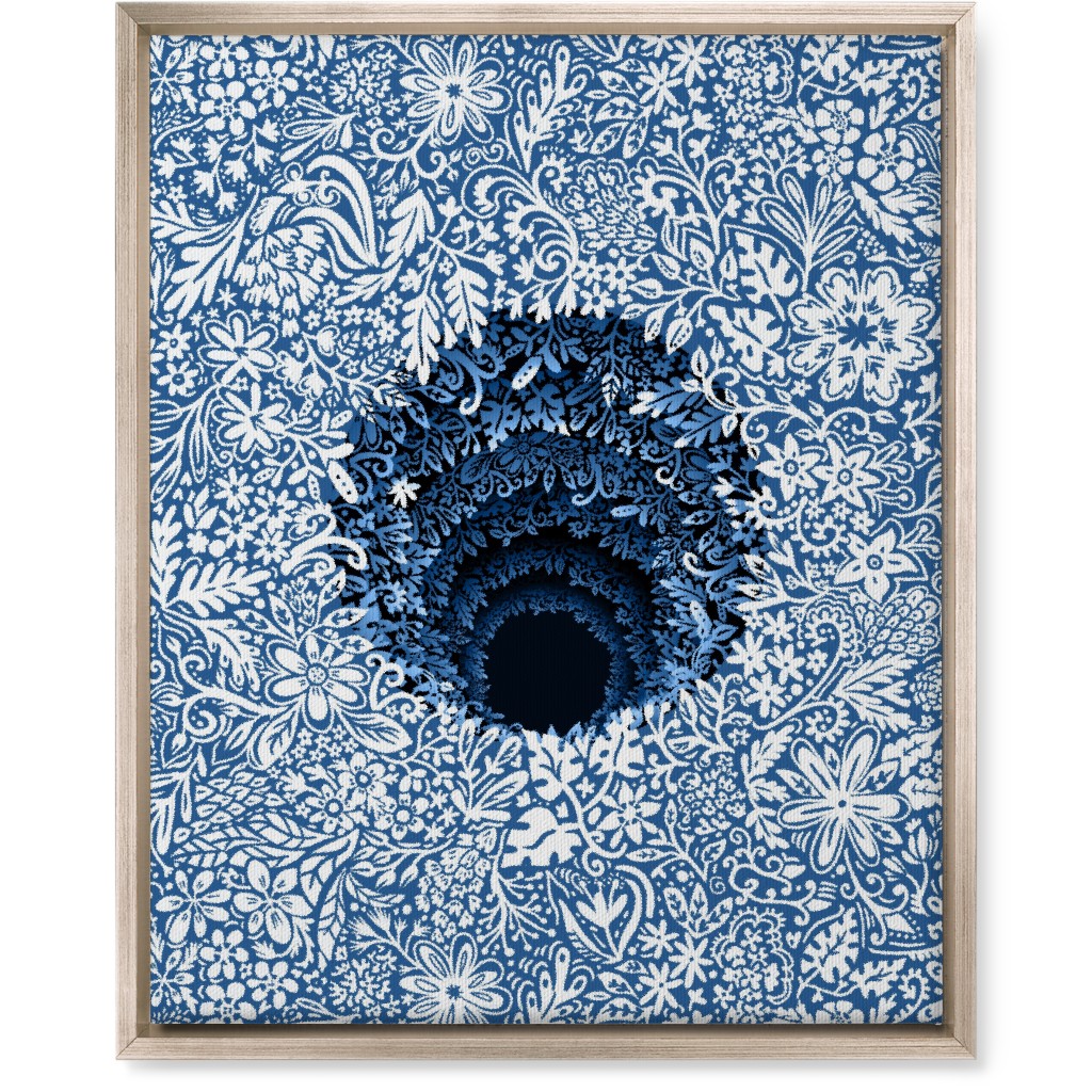 Deep Down Colorful Floral Abstract Wall Art, Metallic, Single piece, Canvas, 16x20, Blue