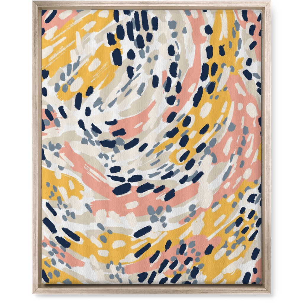 Abstract Painterly Swirls, Dots and Brushstrokes - Multi Wall Art, Metallic, Single piece, Canvas, 16x20, Multicolor