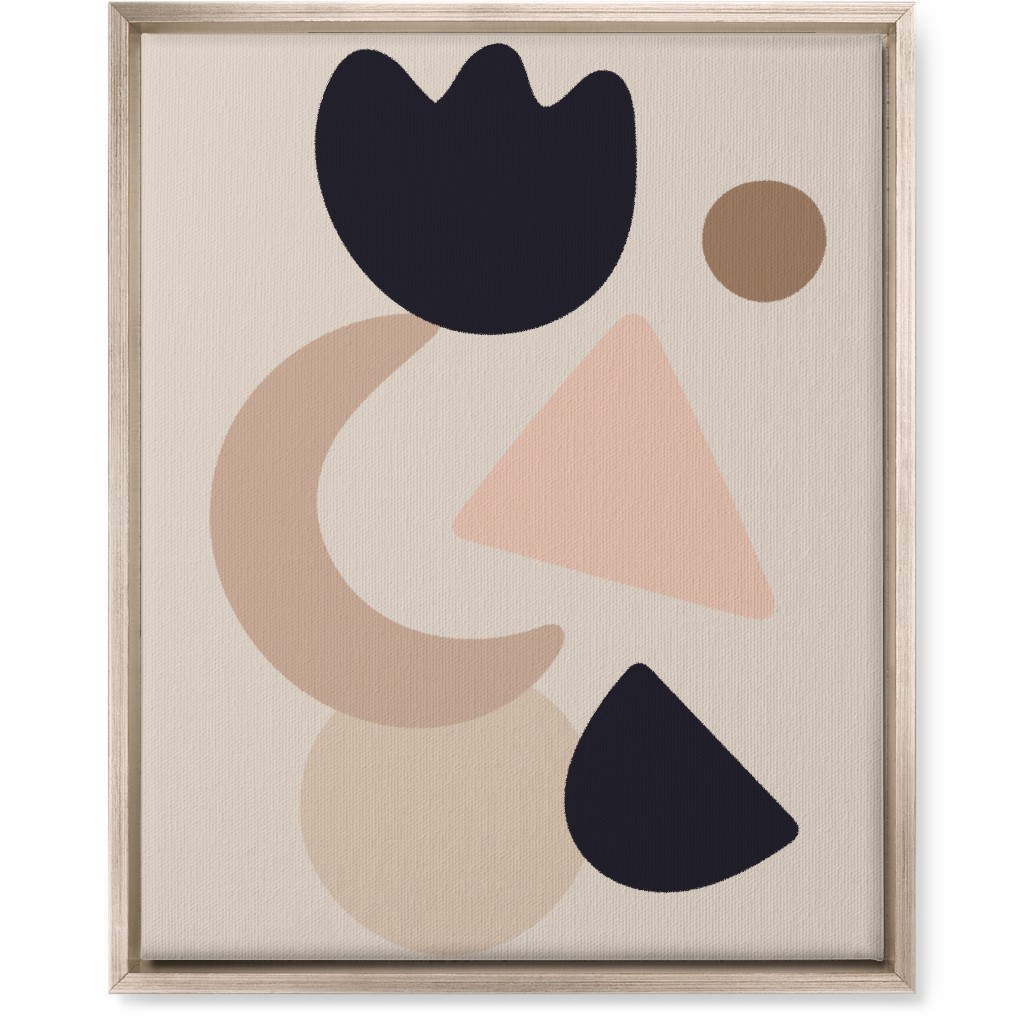 Abstract Shape Collage - Neutral Wall Art, Metallic, Single piece, Canvas, 16x20, Beige