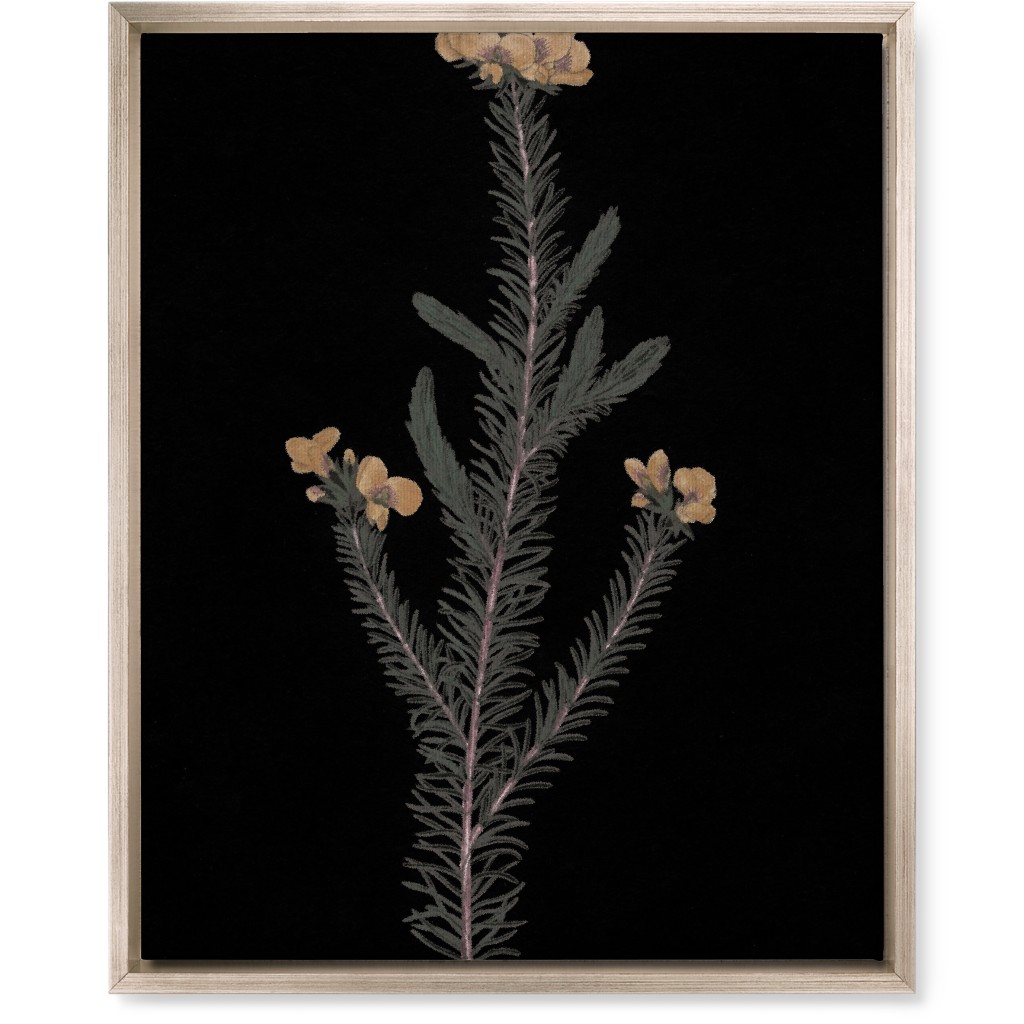 Midnight Botanical - Black and Green Wall Art, Metallic, Single piece, Canvas, 16x20, Black
