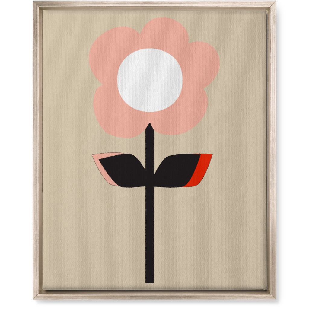 Retro Flower Wall Art, Metallic, Single piece, Canvas, 16x20, Pink