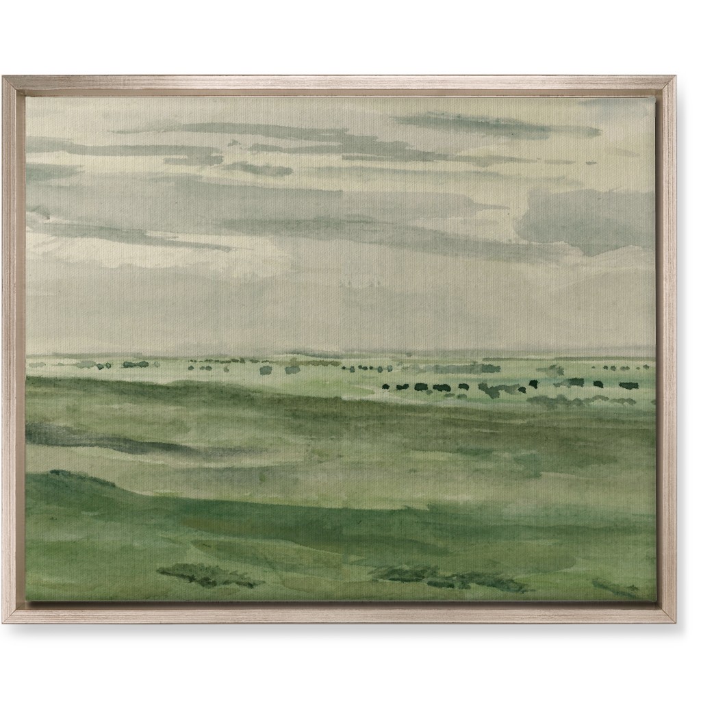 Watercolor Fields Wall Art, Metallic, Single piece, Canvas, 16x20, Green