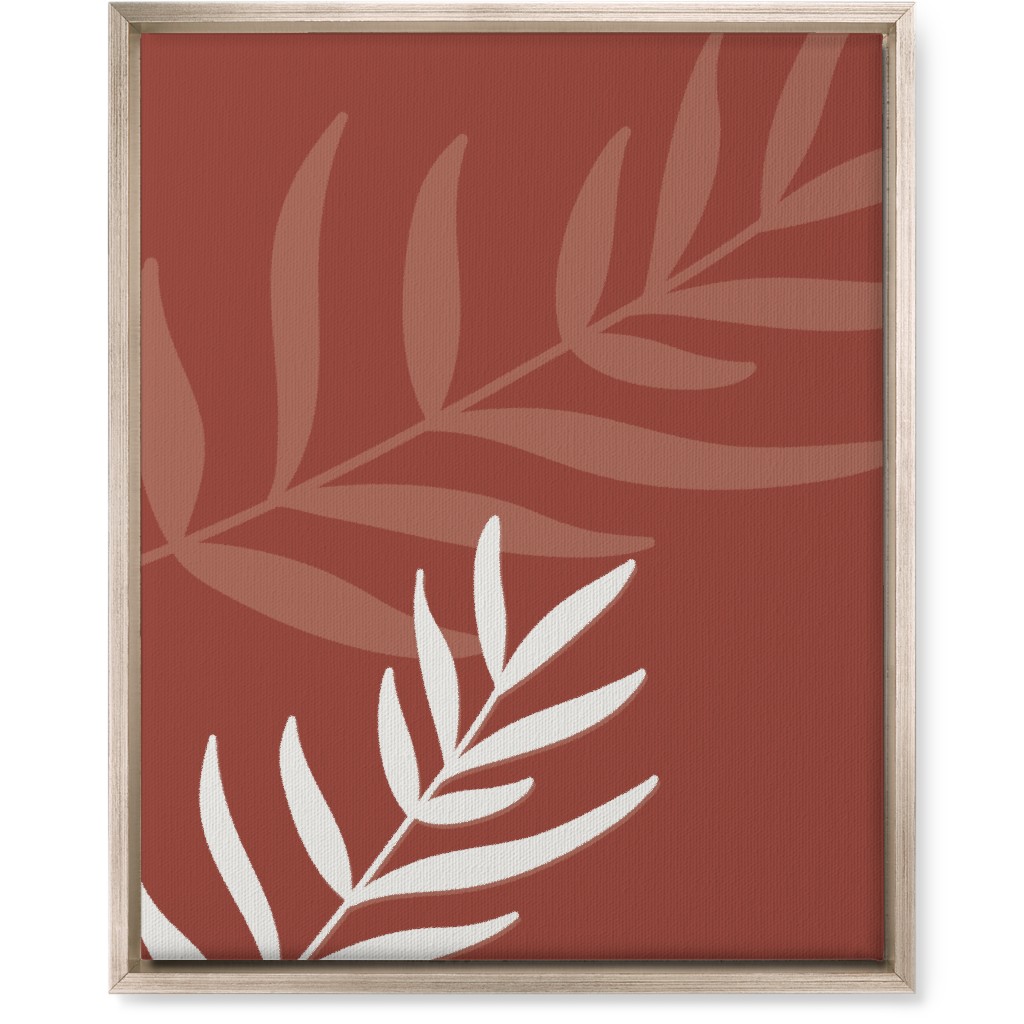 Fern Leaves in Neutral Earth Tones Wall Art, Metallic, Single piece, Canvas, 16x20, Red, Cinnamon