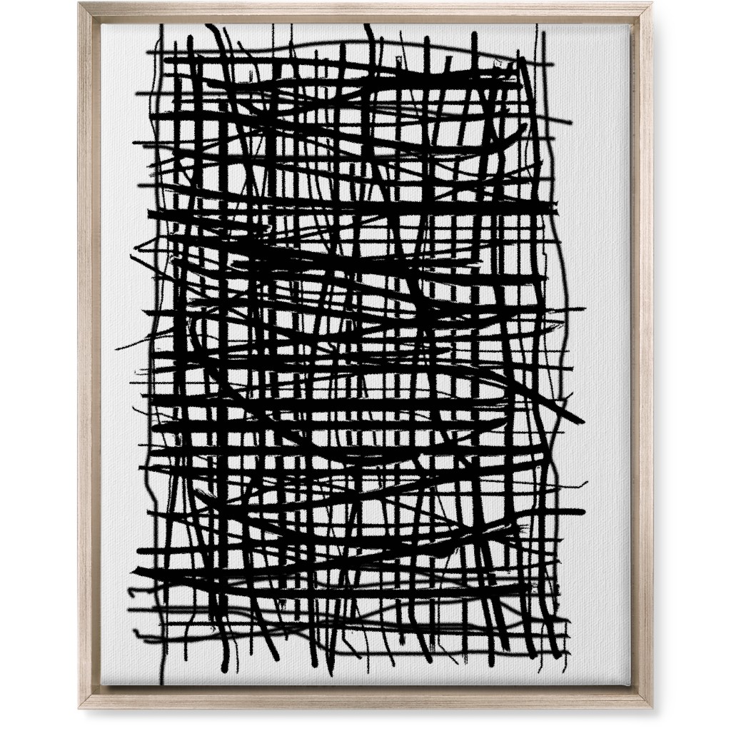 Woven Abstraction - Black on White Wall Art, Metallic, Single piece, Canvas, 16x20, Black