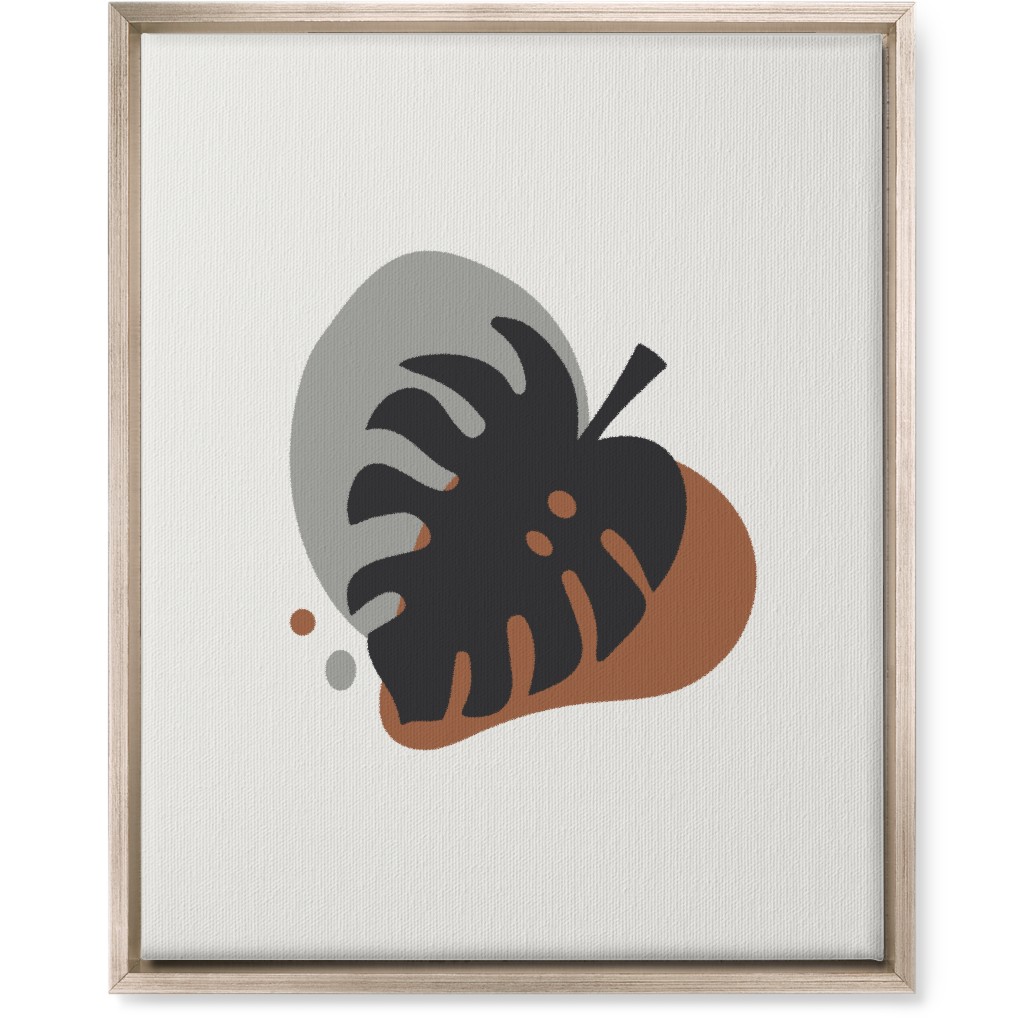 Shapes and Fern Leaf Iv Wall Art, Metallic, Single piece, Canvas, 16x20, Brown
