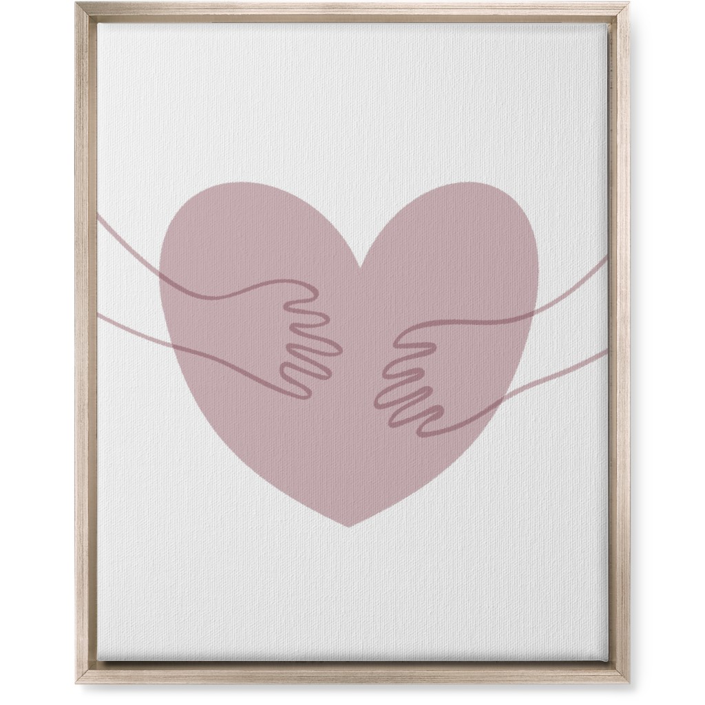 Hugs and Heart - Pink Wall Art, Metallic, Single piece, Canvas, 16x20, Pink