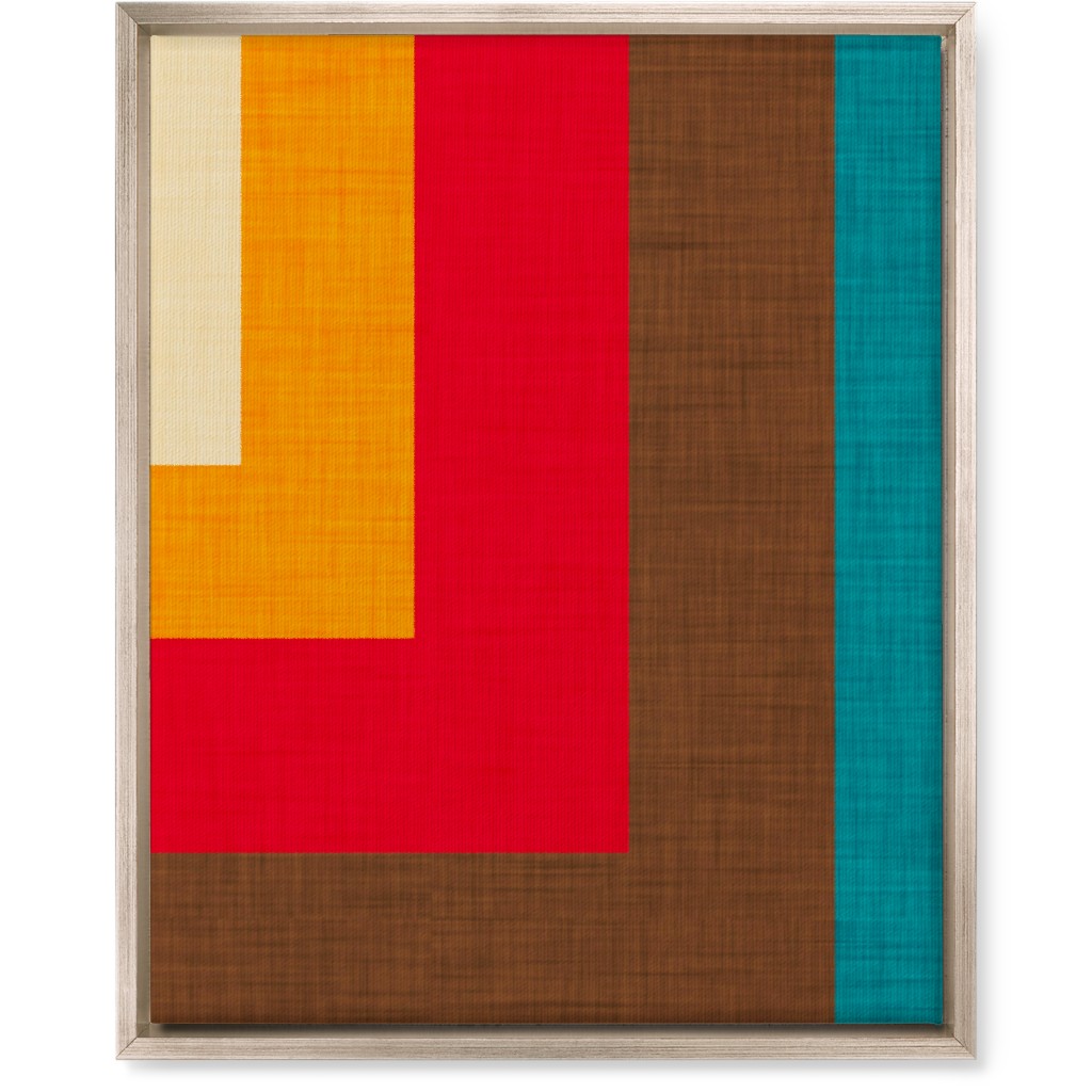 Abstract Mod Cube Wall Art, Metallic, Single piece, Canvas, 16x20, Multicolor, Red