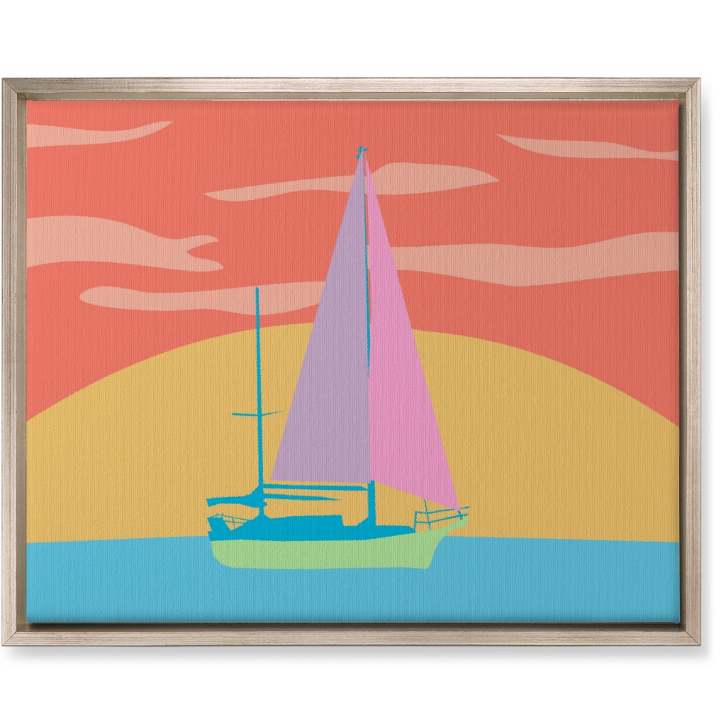 Minimalist Sunset Sail - Bold Wall Art, Metallic, Single piece, Canvas, 16x20, Multicolor