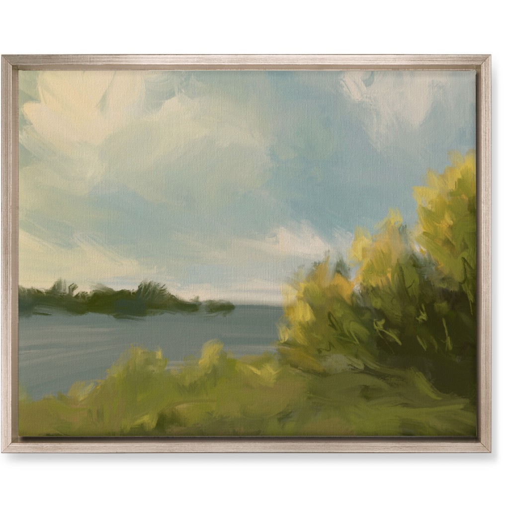 Lake View Wall Art, Metallic, Single piece, Canvas, 16x20, Green, Classic Green