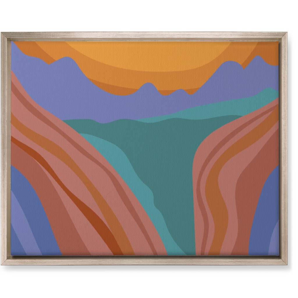 Minimalist Canyon River Sunset - Multi Wall Art, Metallic, Single piece, Canvas, 16x20, Multicolor