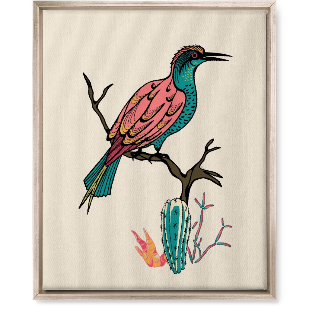 Bird on Branch - Multi Wall Art, Metallic, Single piece, Canvas, 16x20, Beige, Pearl