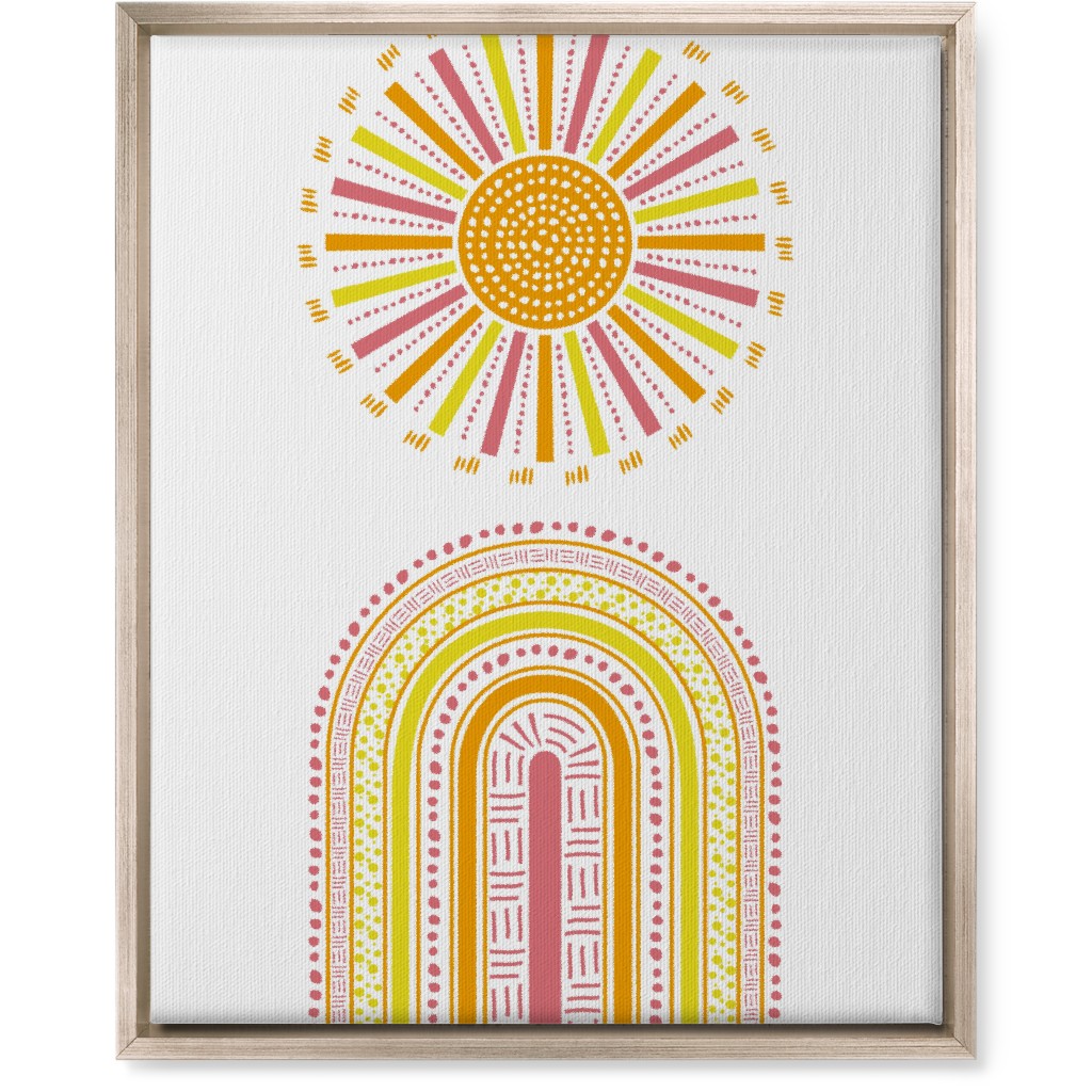 Boho Rainbow and Sun - Warm Wall Art, Metallic, Single piece, Canvas, 16x20, Multicolor