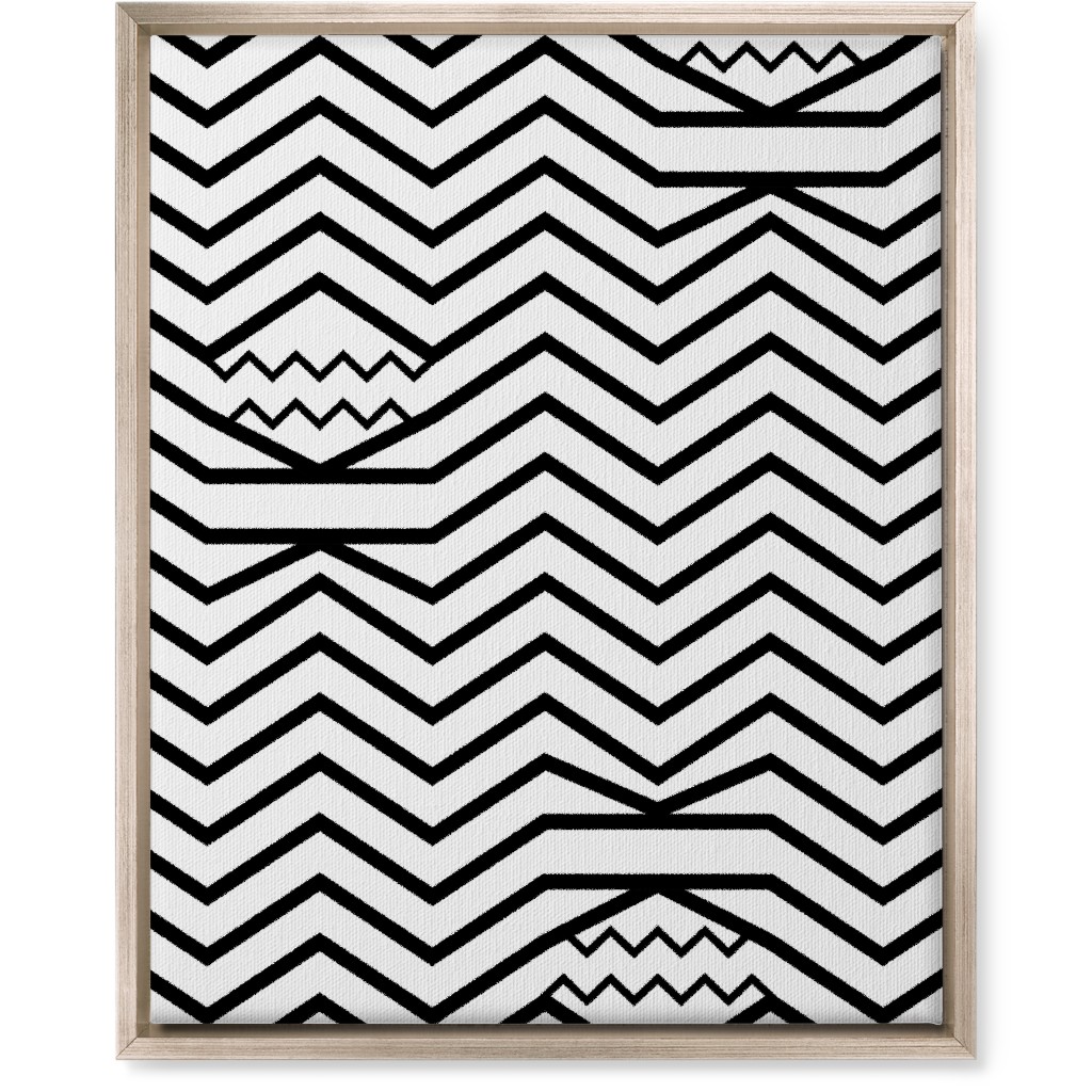 Wavy Lines - Black and White Wall Art, Metallic, Single piece, Canvas, 16x20, Black, Black