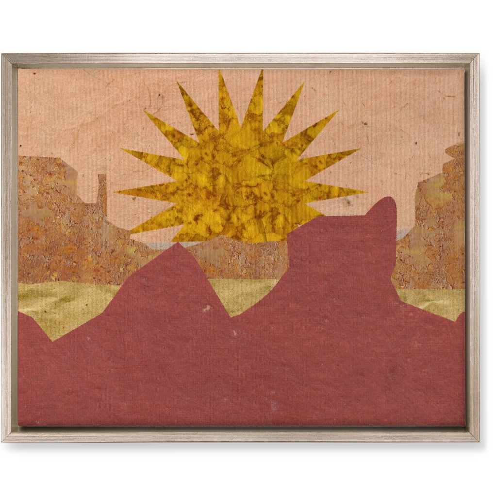 Textured Canyon Sunset - Warm Wall Art, Metallic, Single piece, Canvas, 16x20, Orange