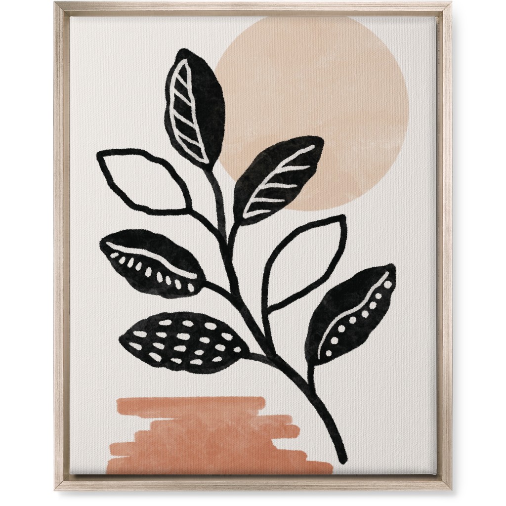 Leaves in the Moonlight Wall Art, Metallic, Single piece, Canvas, 16x20, Beige, Tan