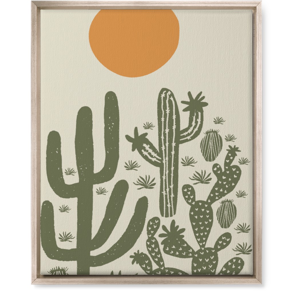 Cactus - Earth Tones Wall Art, Metallic, Single piece, Canvas, 16x20, Beige, Pearl