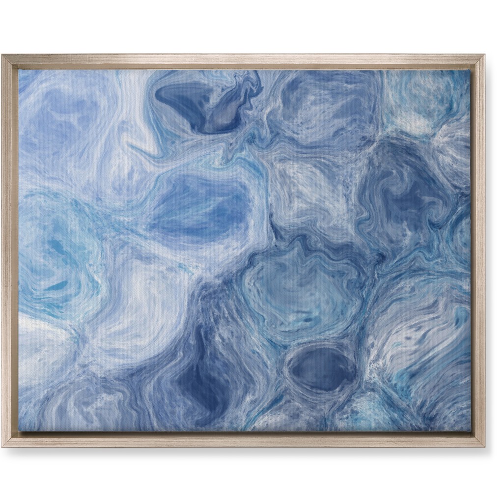 Abstract Acrylic Pour Ripple - Blue Wall Art, Metallic, Single piece, Canvas, 16x20, Blue