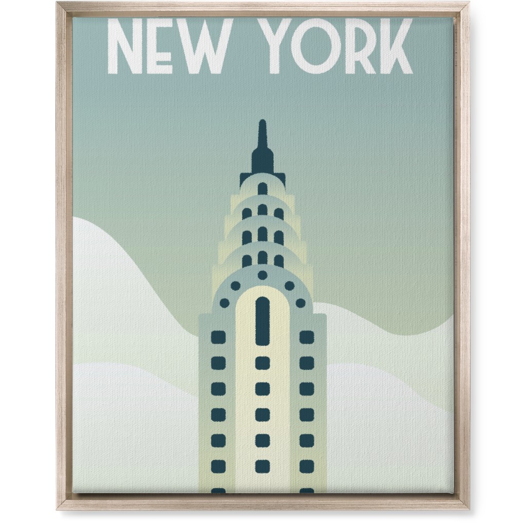 New York City Chrysler Building Wall Art, Metallic, Single piece, Canvas, 16x20, Green, Sage