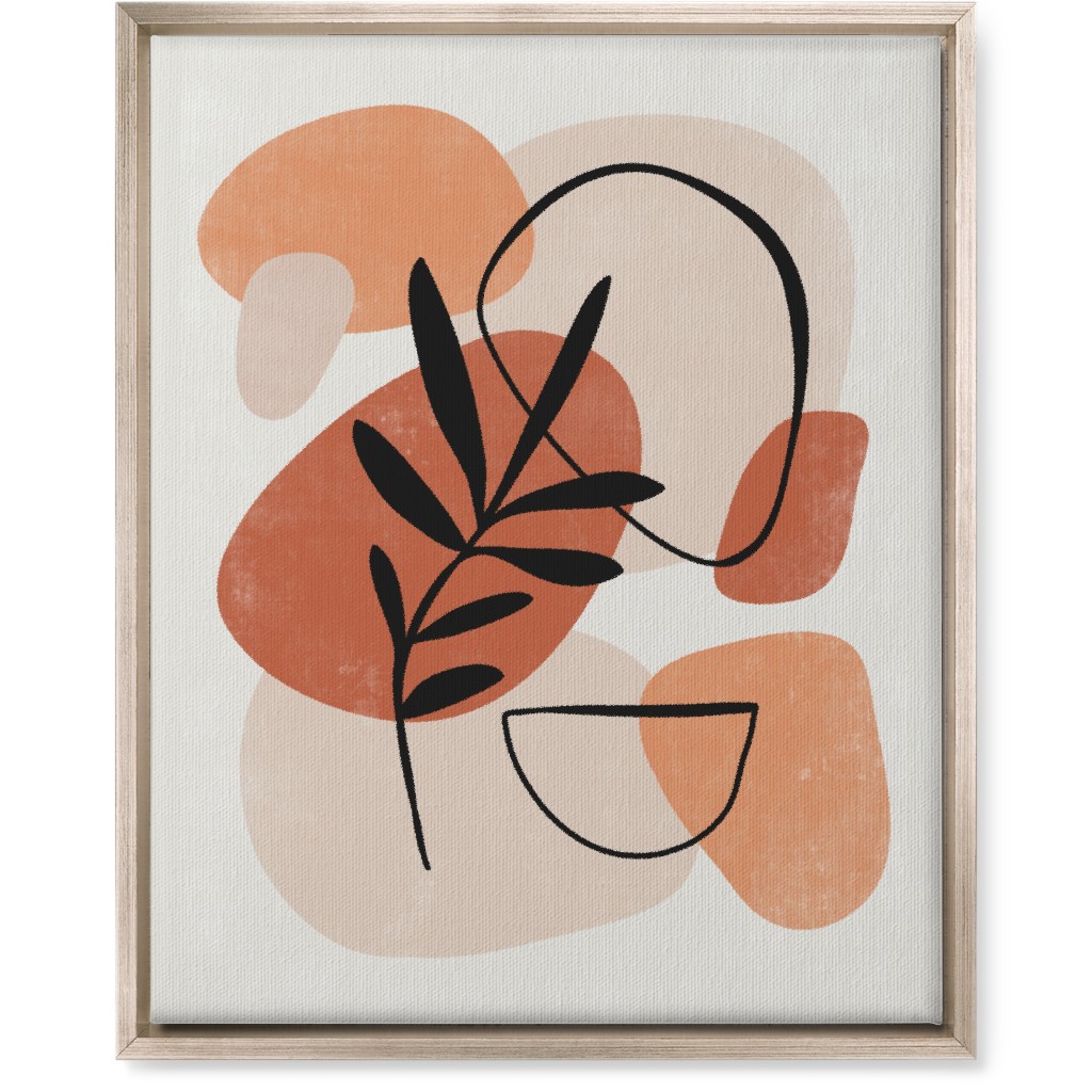 Abstract Frond - Terracotta and Ivory Wall Art, Metallic, Single piece, Canvas, 16x20, Beige