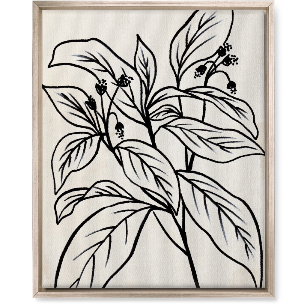 Vintage Branch Sketch - Beige and Black Wall Art, Metallic, Single piece, Canvas, 16x20, Beige, Pearl