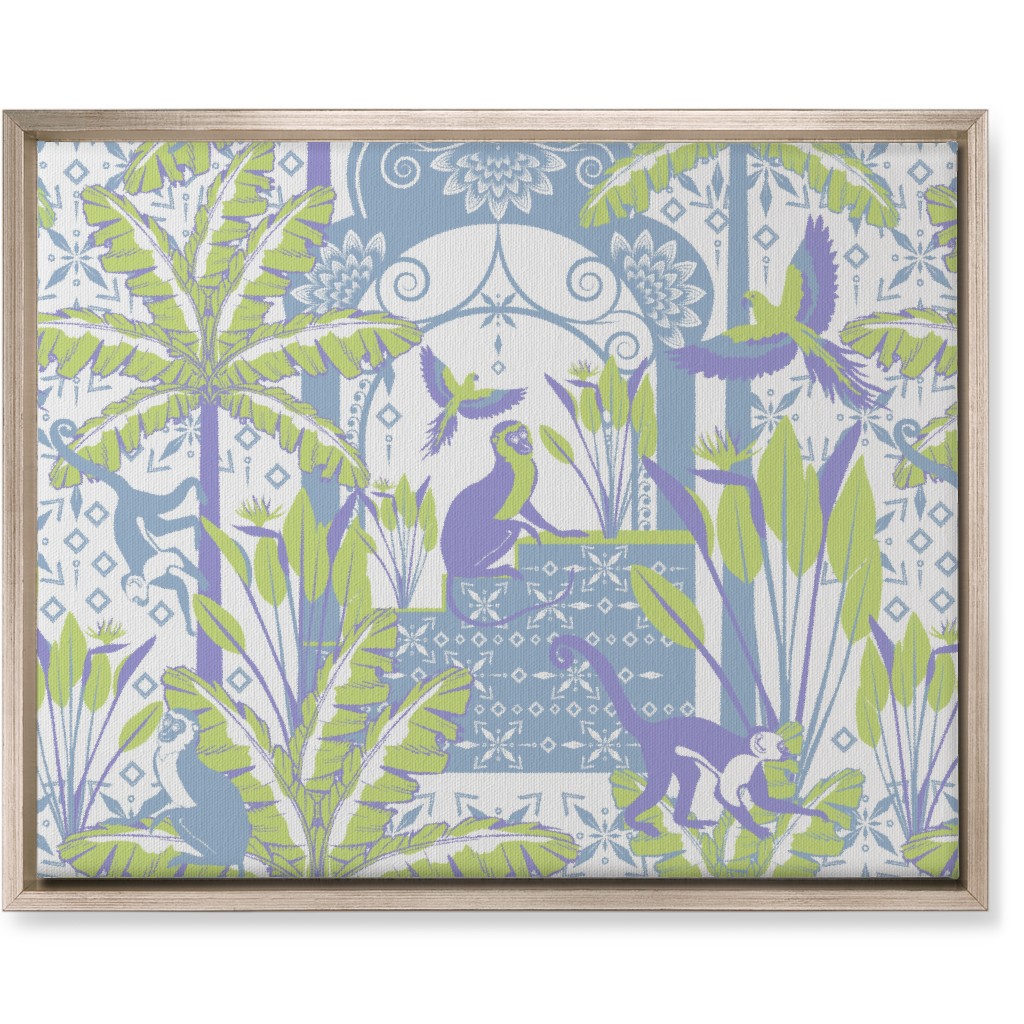 Exotic Tropical Garden Wall Art, Metallic, Single piece, Canvas, 16x20, Green, Sage