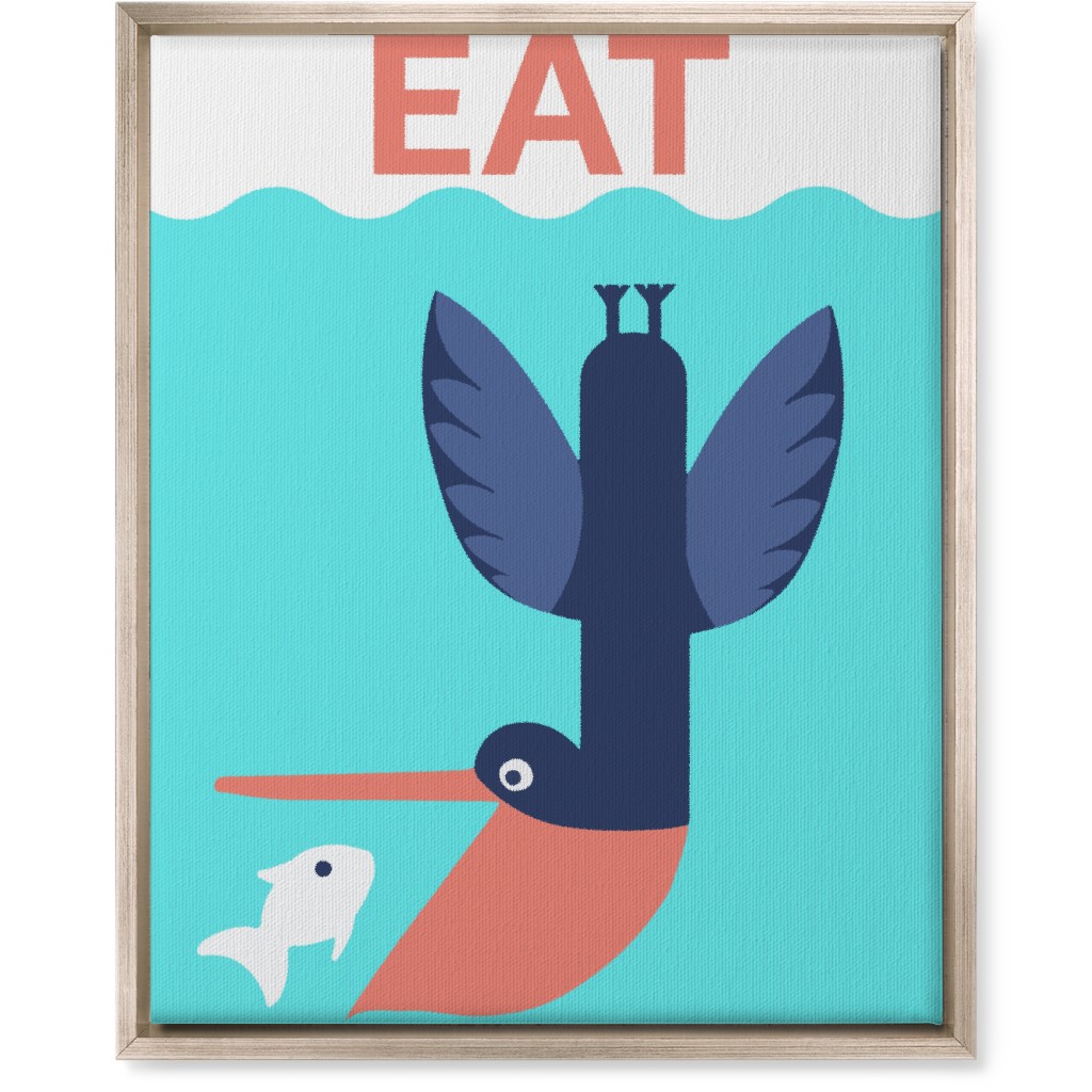 Let's Eat - Blue Wall Art, Metallic, Single piece, Canvas, 16x20, Blue, True Blue