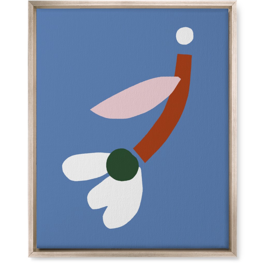 Flower - Multi on Blue Wall Art, Metallic, Single piece, Canvas, 16x20, Blue, True Blue