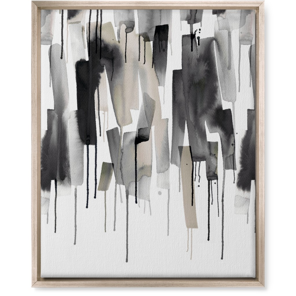 Watery Stripes Wall Art, Metallic, Single piece, Canvas, 16x20, Gray, Smoke