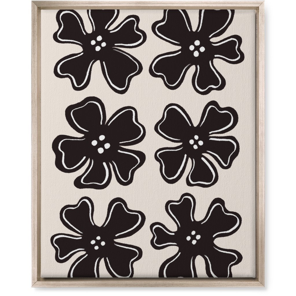 Button Flowers Wall Art, Metallic, Single piece, Canvas, 16x20, Black, Antique White