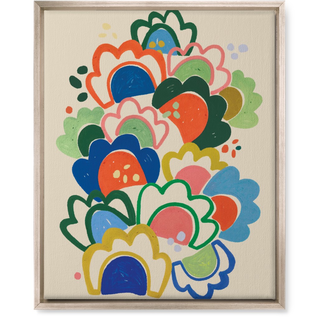 Wildflowers - Multi on Beige Bold Wall Art, Metallic, Single piece, Canvas, 16x20, Multicolor