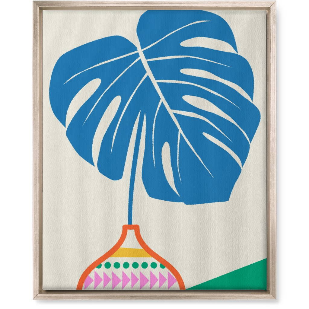 Monstera Leaf in Vase - Multi Wall Art, Metallic, Single piece, Canvas, 16x20, Multicolor