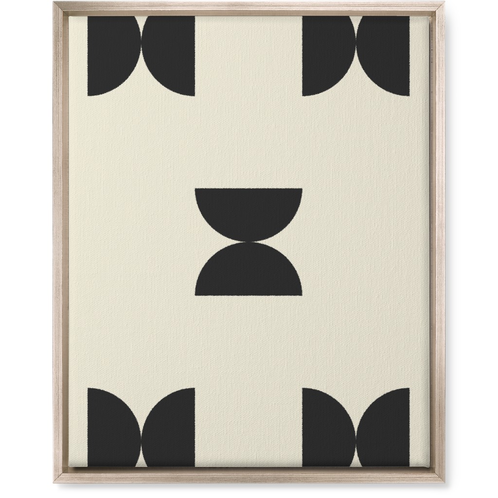 Minimal Geometric Abstract Bauhuas - Cream and Black Wall Art, Metallic, Single piece, Canvas, 16x20, Beige