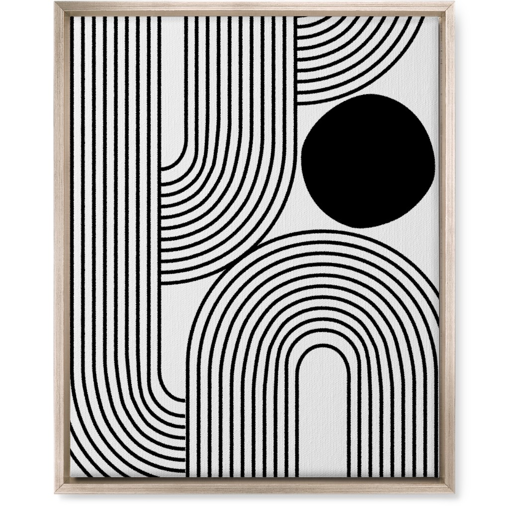 Rising Sun Minimal Geometric Lines Wall Art, Metallic, Single piece, Canvas, 16x20, Black, Rich Black