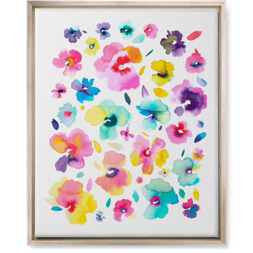 Watercolor Beautiful Flowers - Multi Wall Art, Metallic, Single piece, Canvas, 16x20, Multicolor