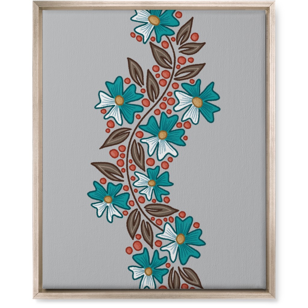 Floral Swish - Multi Wall Art, Metallic, Single piece, Canvas, 16x20, Gray
