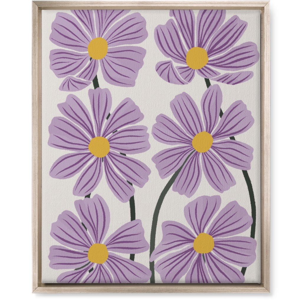 Botanical Cosmos Flowers Wall Art, Metallic, Single piece, Canvas, 16x20, Purple